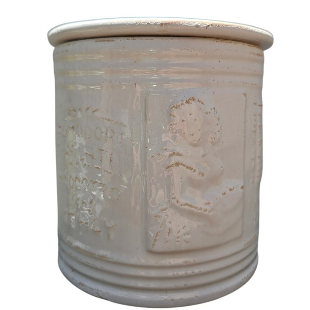 Anthropologie Virginia casa ceramic tin can handmade 4.7 in wide 5 in tall  #59